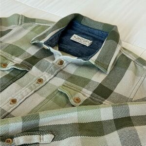 Outerknown Blanket Shirt in Olive Plaid, Mens Size Large - Spring 2024